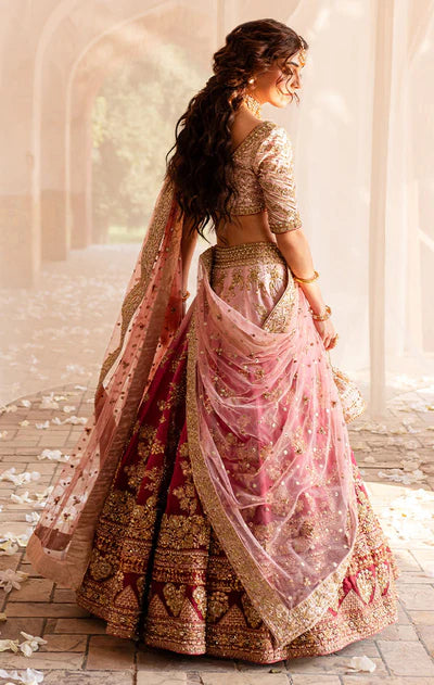 Roshanara- Pakistani Bridal Italian Silk Lehenga outfit
