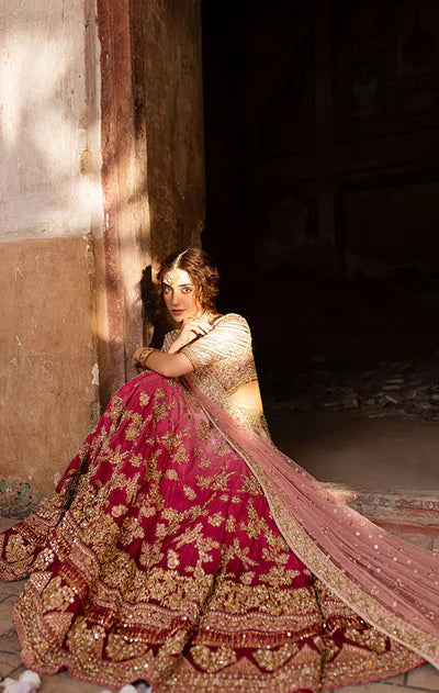 Roshanara- Pakistani Bridal Italian Silk Lehenga outfit