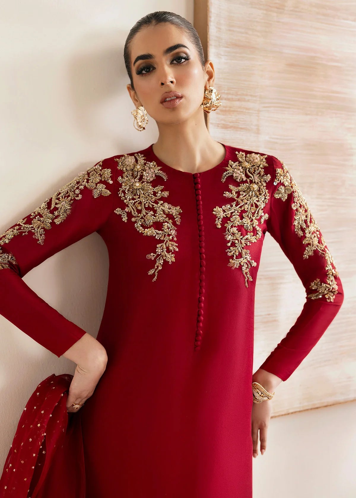 Rosina-Handcrafted Raw Silk Outfit with Elegant Details By-Kanwal Malik