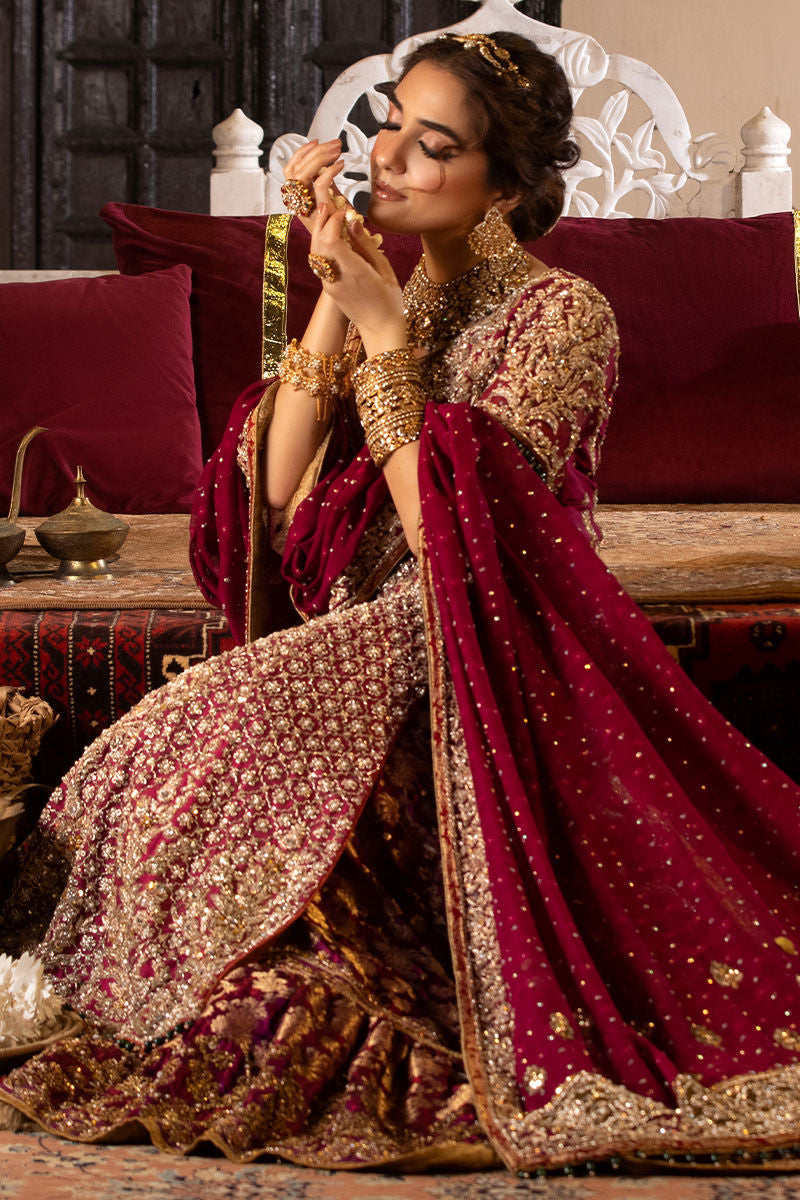 Royal Crimson Jamawar Bridal Lehenga
