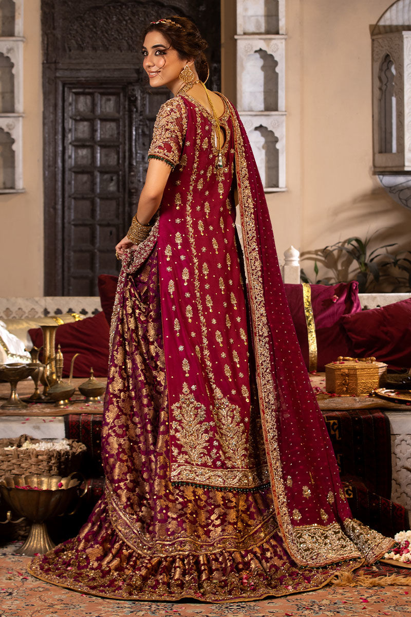 Royal Crimson Jamawar Bridal Lehenga