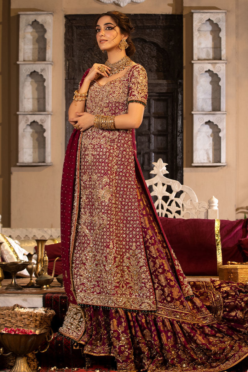 Royal Crimson Jamawar Bridal Lehenga