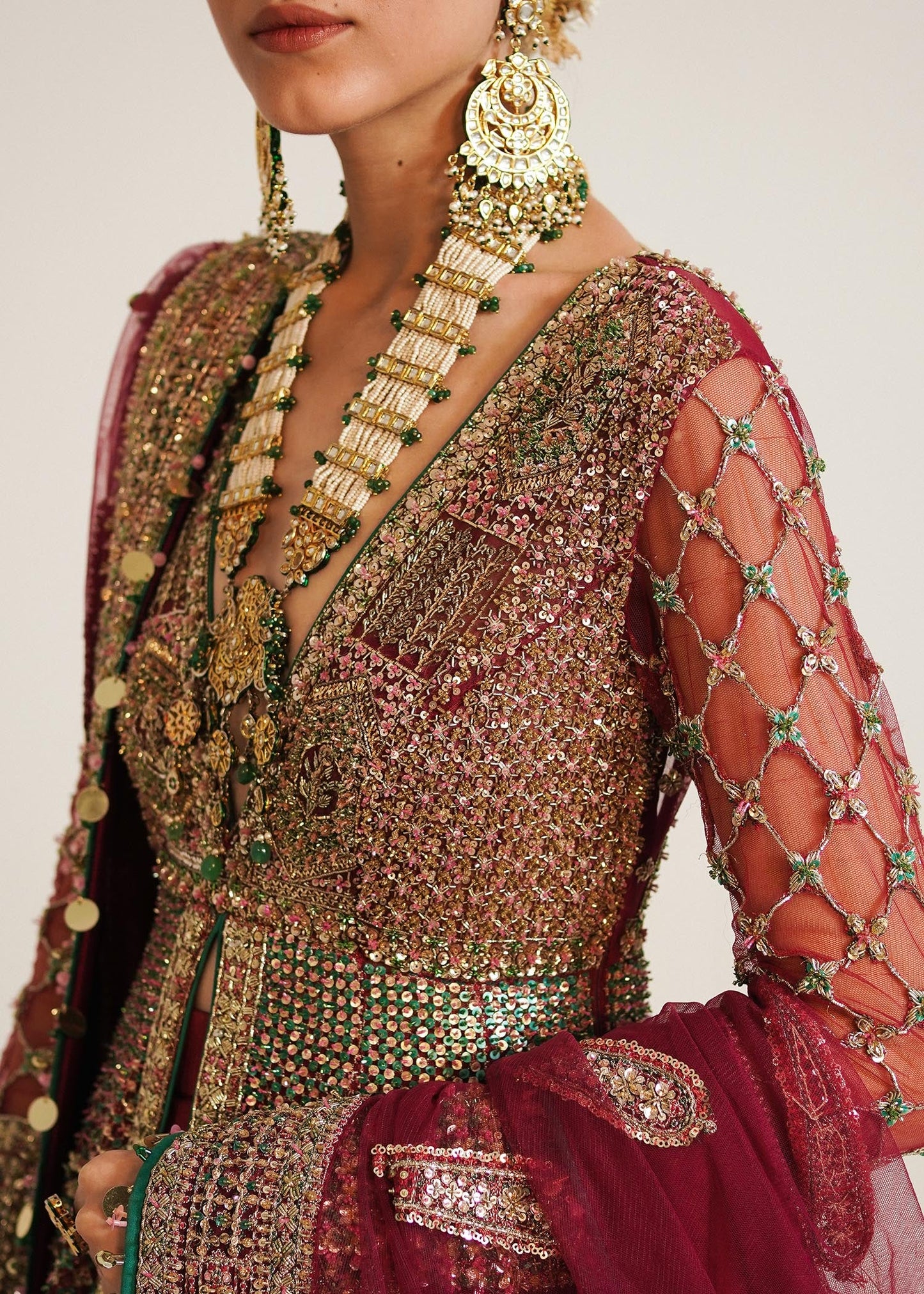 Ruby Elegance Pishwas with Lehenga By Hussain Rehar