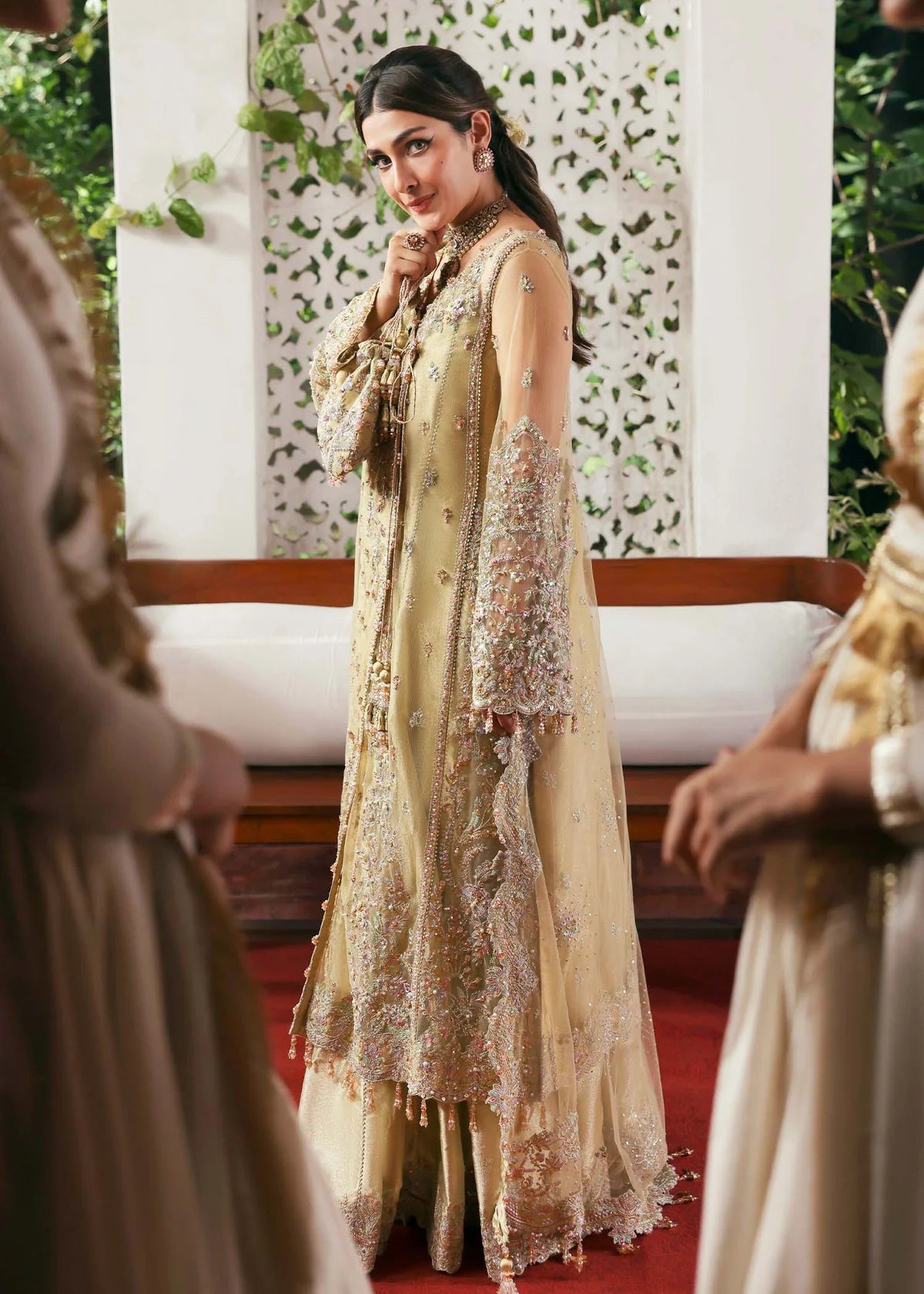 Rukhsaar – Champagne Beige Net Suit Maahi Festive ’25 by Kanwal Malik stitched only with embroidery, dupatta & trouser. Buy on Pakistanimoda.com.