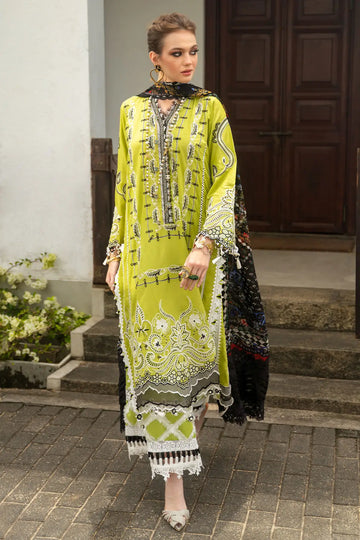 Rutaba Annus Abrar lime green stitched lawn suit for Eid Neroli Lawn