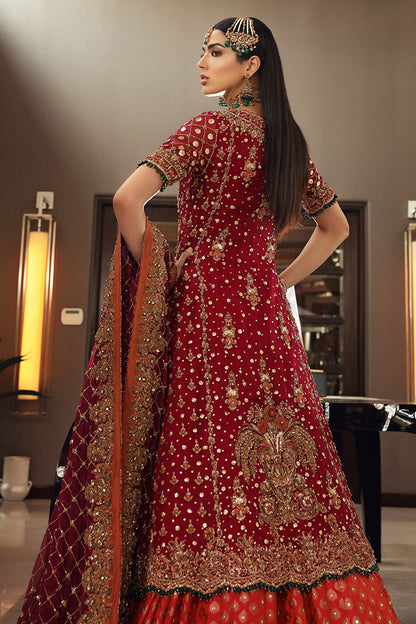 Rvasiya-Traditional Ruby Bridal Attire with Lehenga for South Asian Brides