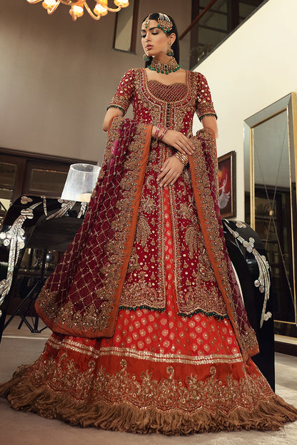 Rvasiya-Traditional Ruby Bridal Attire with Lehenga for South Asian Brides