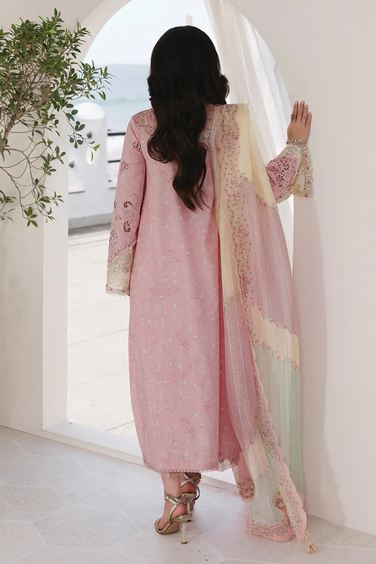 SA-09 Haniya blush pink stitched lawn suit from Qalamkar Sahil Luxury Lawn 2026