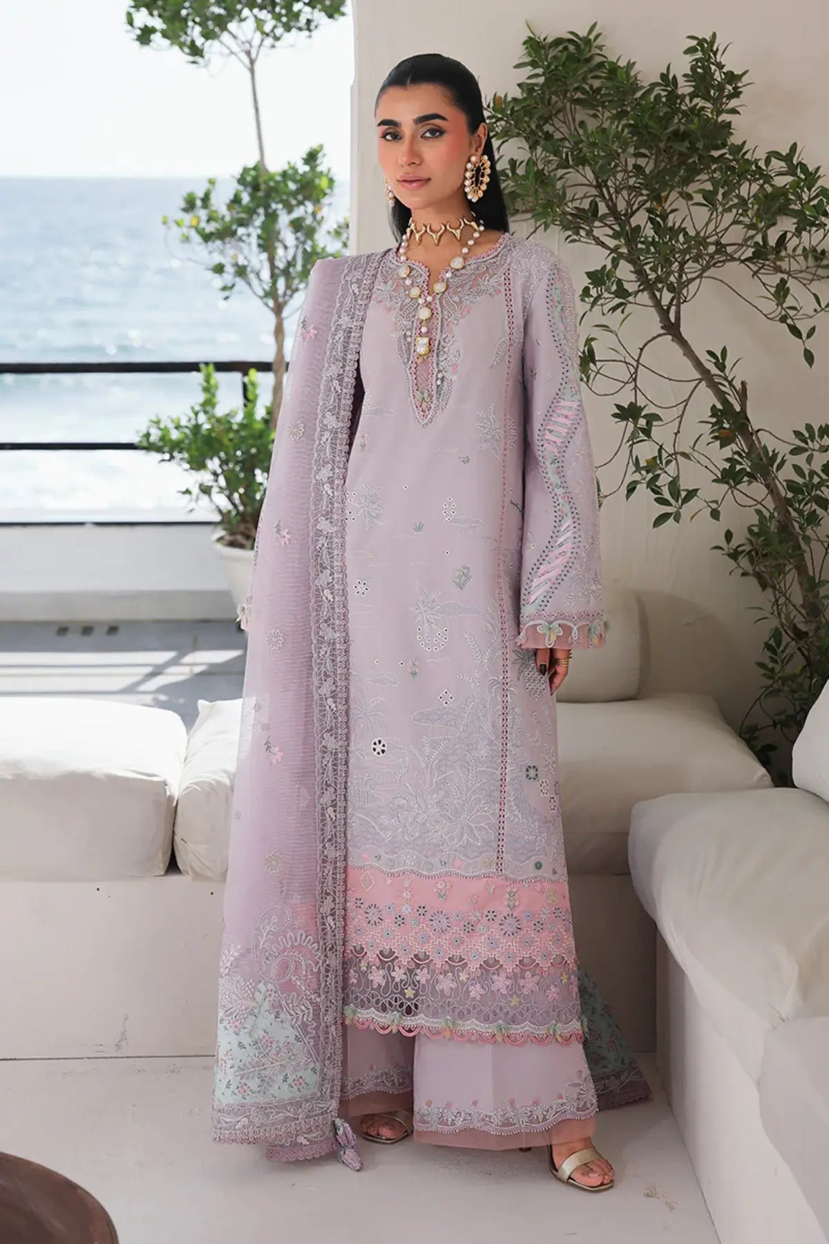 Summer stitched lawn outfit in lilac – SA-11 Rehma by Qalamkar