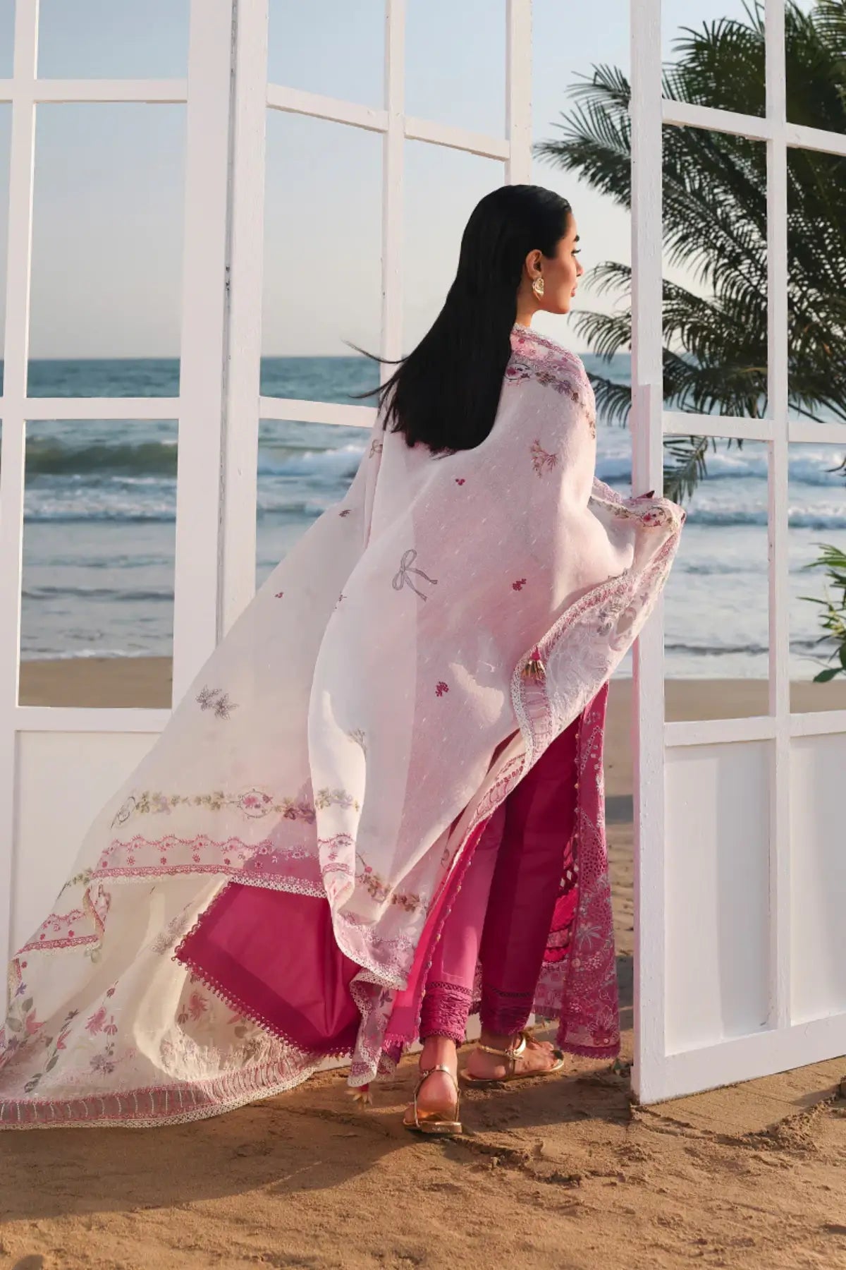 Pink stitched lawn suit SA-13 Tara from Qalamkar Sahil Luxury Lawn 2026