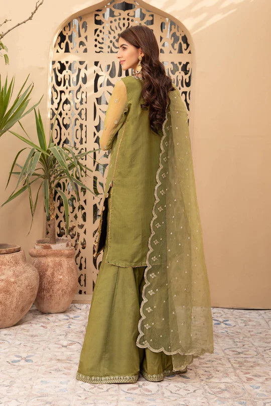 SF-EF21-07R1 -Embroidered Green Raw Silk Suit