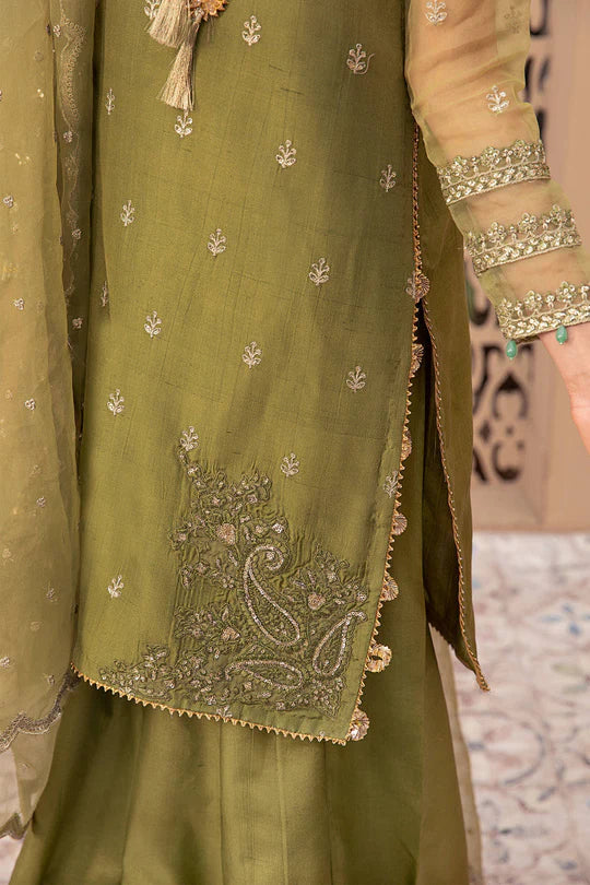 SF-EF21-07R1 -Embroidered Green Raw Silk Suit