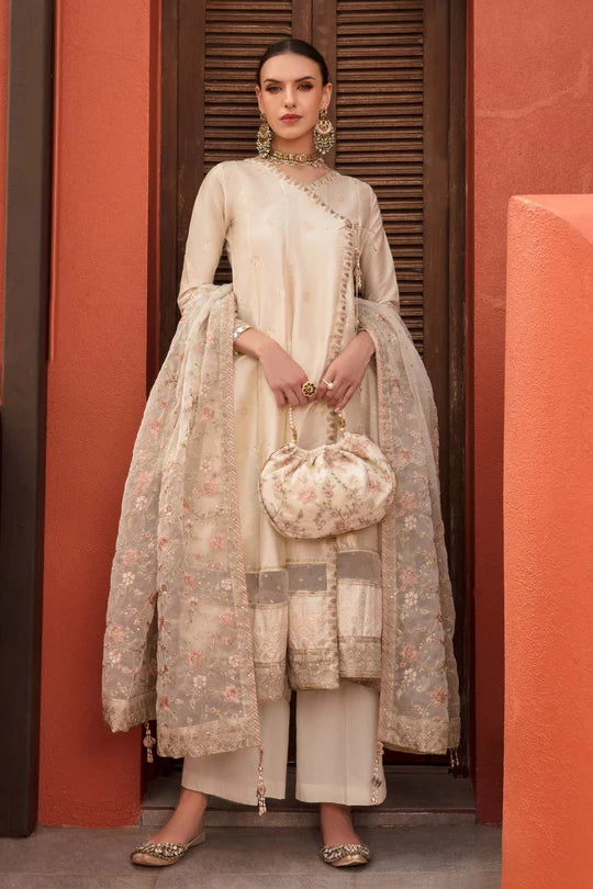 SF-EF23-07R1 -Embroidered Off-White Suit By- Maria.B