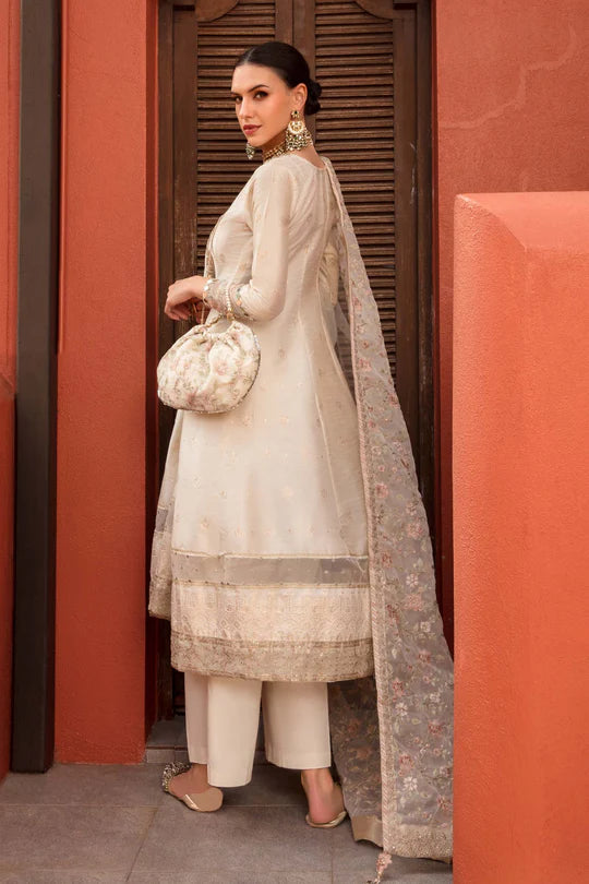 SF-EF23-07R1 -Embroidered Off-White Suit By- Maria.B