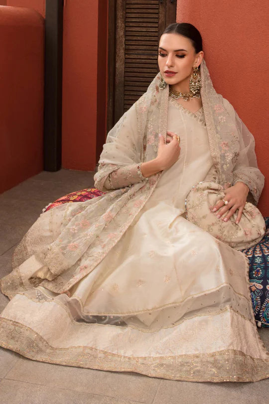 SF-EF23-07R1 -Embroidered Off-White Suit By- Maria.B