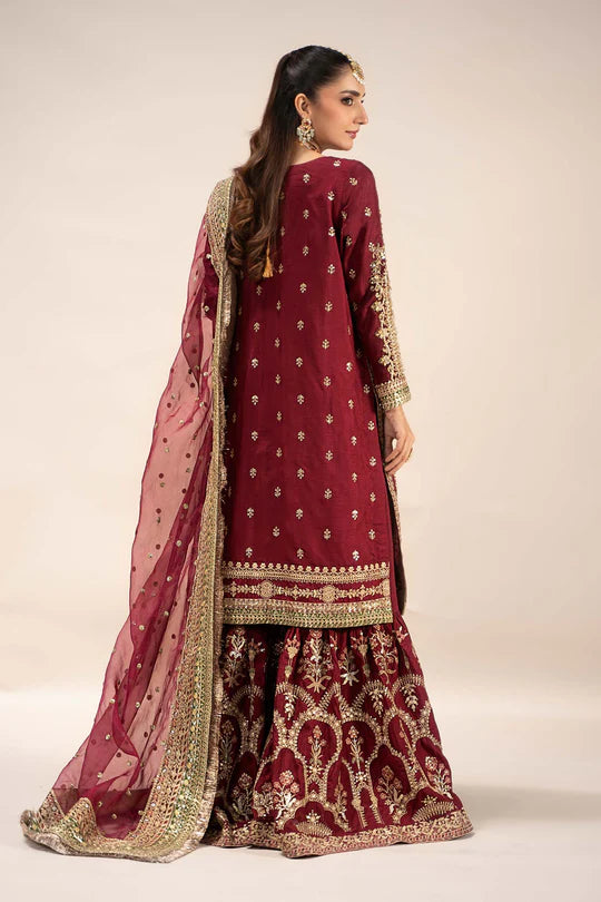 SF-EF25-01 -Embroidered Maroon Raw Silk Suit