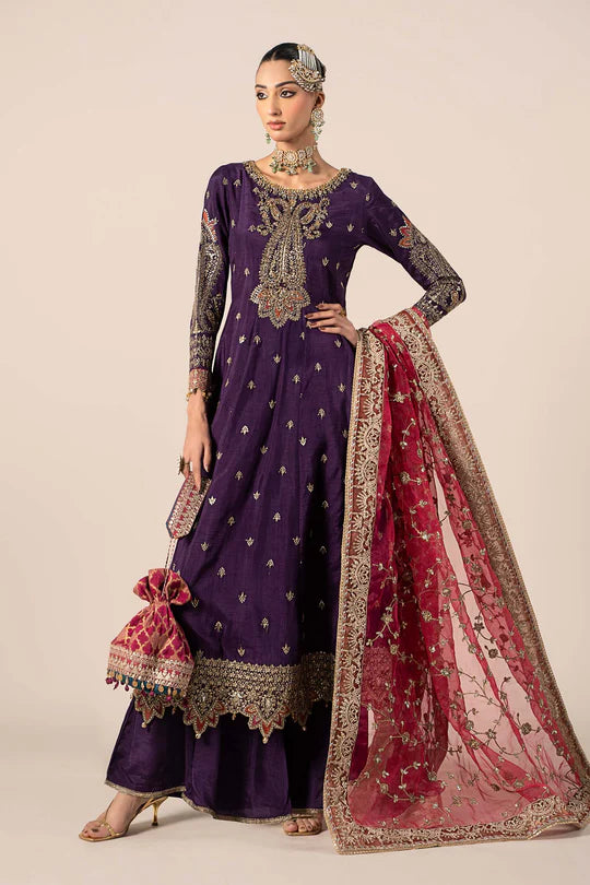 SF-EF25-02 -Embroidered Purple Raw Silk Suit