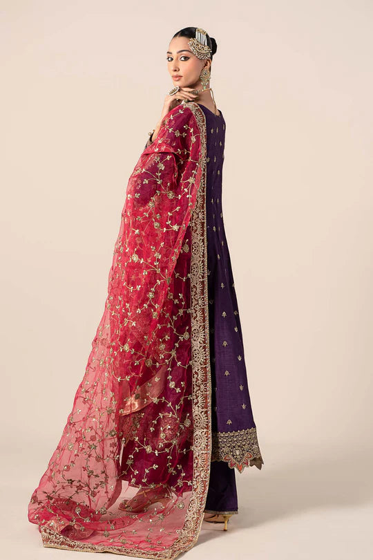 SF-EF25-02 -Embroidered Purple Raw Silk Suit