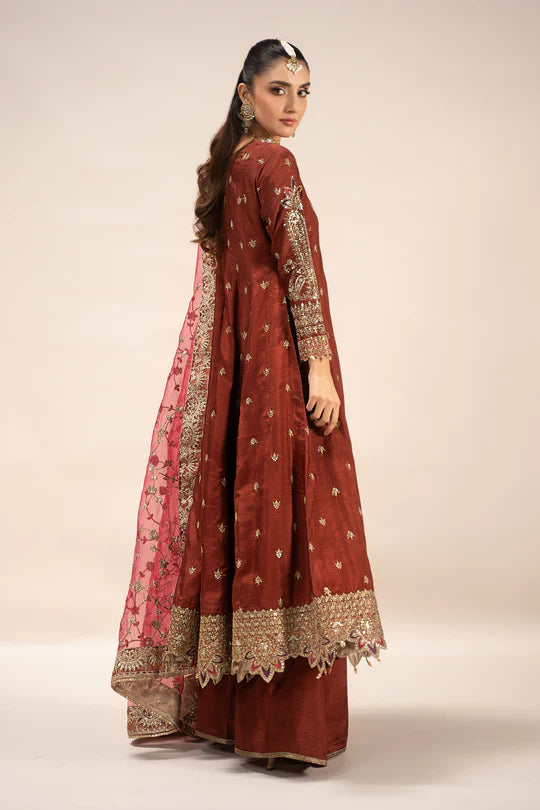 SF-EF25-02 -Embroidered Rust Raw Silk Suit