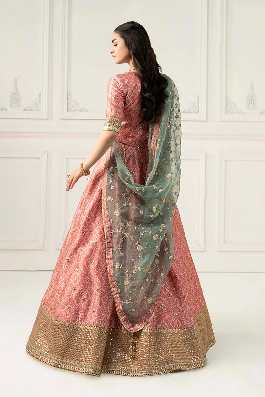 SF-EF25-11 -Embroidered Coral Raw Silk Suit