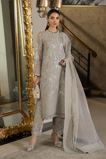 SF-EF25-15 -Embroidered Grey Organza Suit