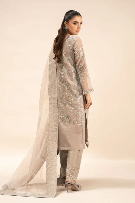 SF-EF25-15 -Embroidered Grey Organza Suit