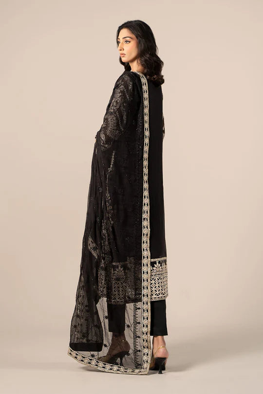 SF-EF25-20 -Embroidered Black Chiffon Suit By- Maria.B