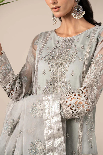 SF-EF25-24 -Embroidered Light Blue Organza Suit By- Maria.B
