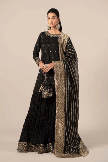 SF-EF25-25 -Embroidered Black Raw Silk Suit