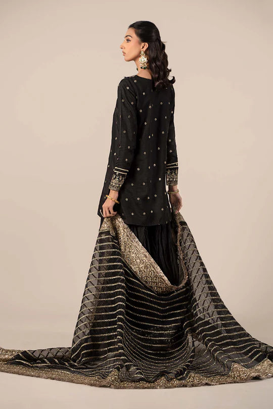 SF-EF25-25 -Embroidered Black Raw Silk Suit