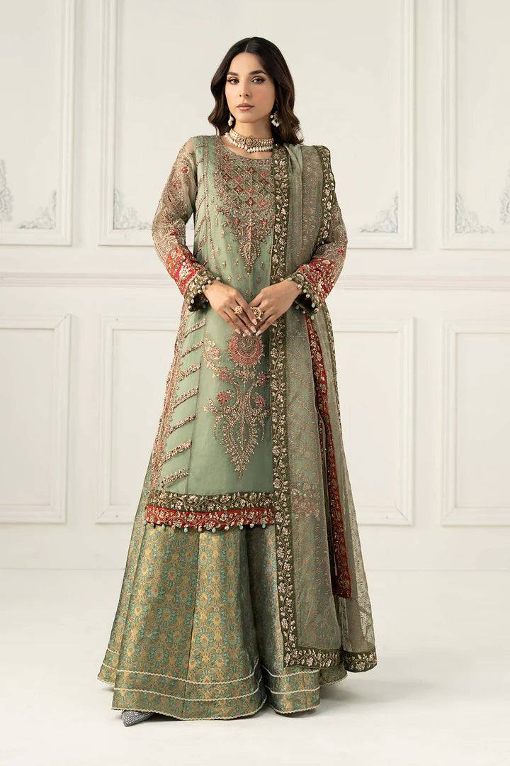 SF-EF25-28 -Embroidered Sea Green Organza Suit
