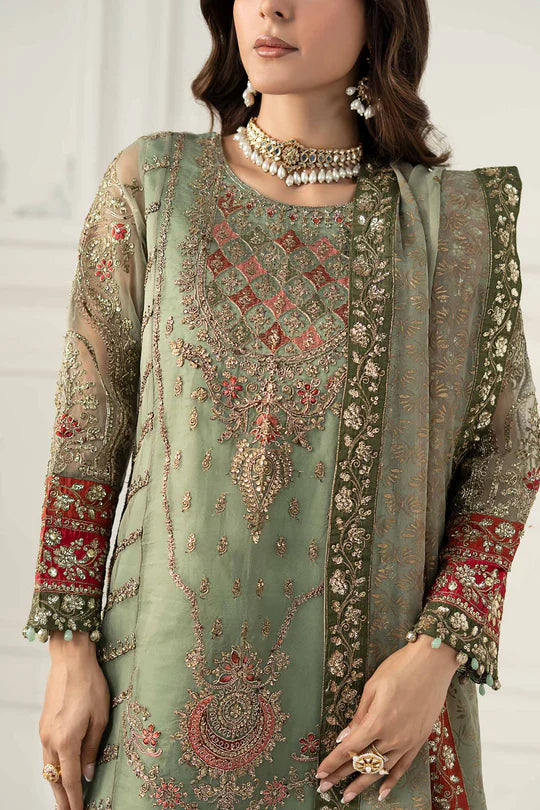 SF-EF25-28 -Embroidered Sea Green Organza Suit