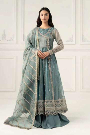 SF-EF25-30 -Embroidered Ice-Blue  Zari Net Suit