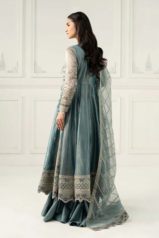 SF-EF25-30 -Embroidered Ice-Blue  Zari Net Suit