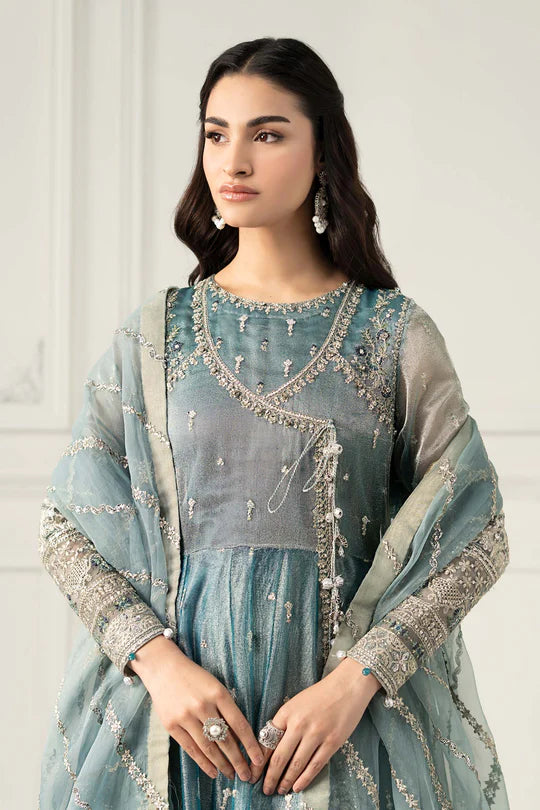 SF-EF25-30 -Embroidered Ice-Blue  Zari Net Suit