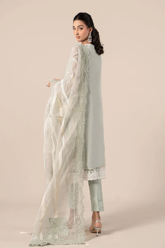 SF-EF25-34 -Embroidered Ice-Blue Chiffon Suit By- Maria.B