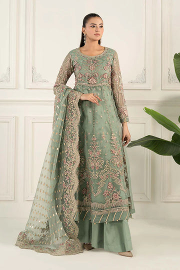 SF-EF25-40 -Embroidered Aqua Organza Suit