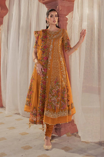 SF-EF25-42 -Embroidered Mustard Organza Suit