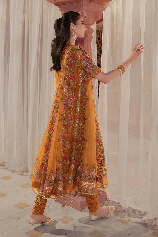 SF-EF25-42 -Embroidered Mustard Organza Suit