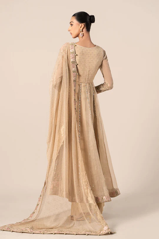 SF-EF25-43 -Embroidered Coffee Organza Suit By- Maria.B