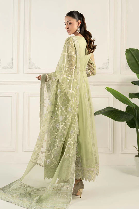 SF-EF25-44 -Embroidered Mint Green Organza Suit By- Maria.B