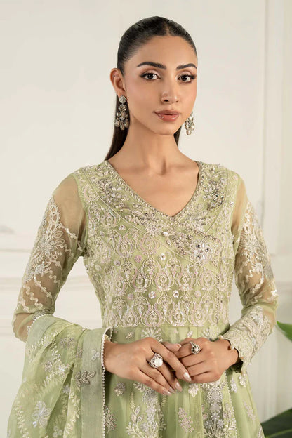 SF-EF25-44 -Embroidered Mint Green Organza Suit By- Maria.B