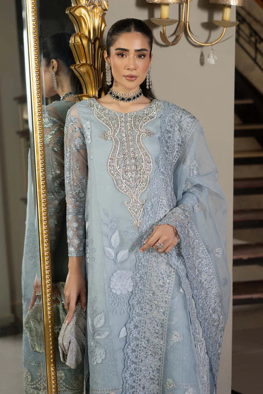 SF-EF25-51 -Embroidered Ice-Blue Organza Suit