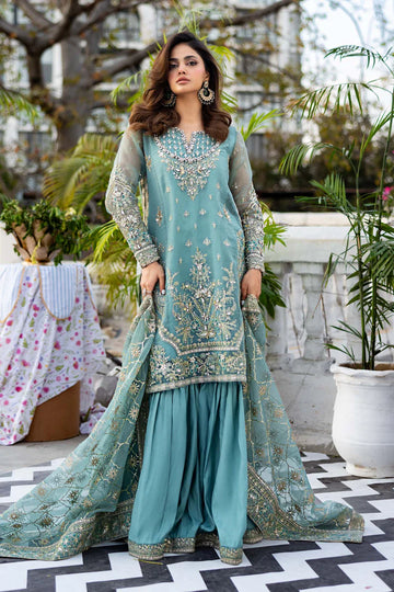SF-EF25-53 -Embroidered Ice-Blue Organza Suit