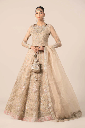 SF-EF25-55 -Embroidered Beige Organza Suit By- Maria.B