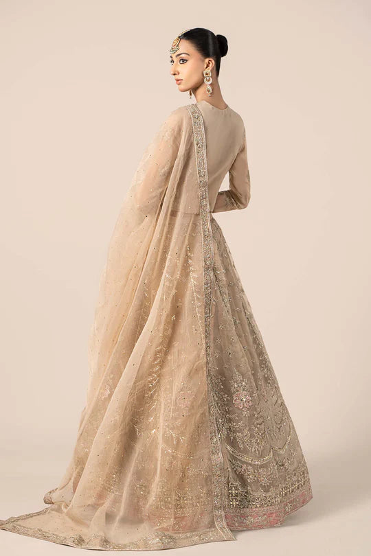 SF-EF25-55 -Embroidered Beige Organza Suit By- Maria.B