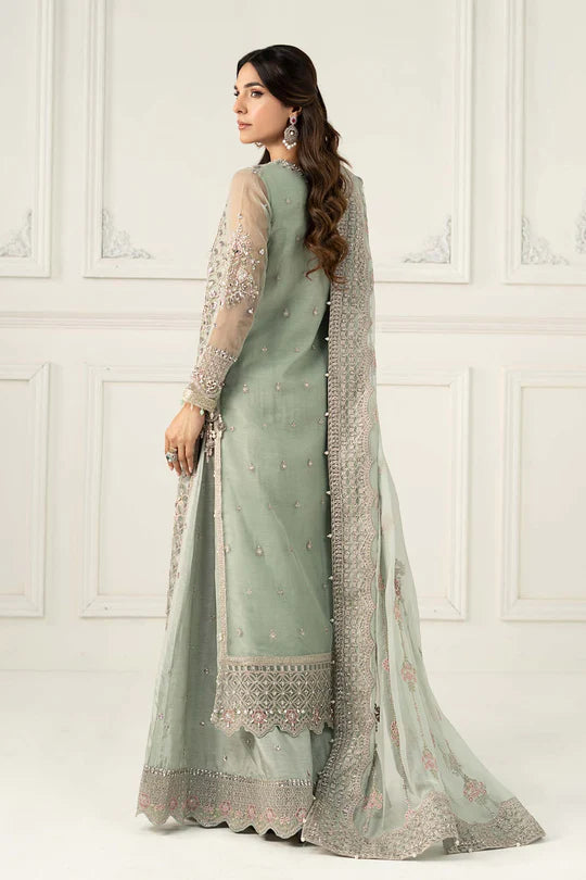 SF-EF25-65 -Embroidered Ice-Blue Raw Silk Suit By- Maria.B