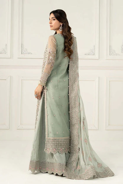 SF-EF25-65 -Embroidered Ice-Blue Raw Silk Suit By- Maria.B