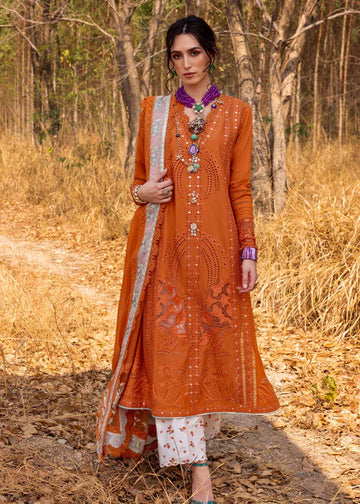 SHAMS-B- Tangerine Lawn '25 Ensemble By- Saira Shakira