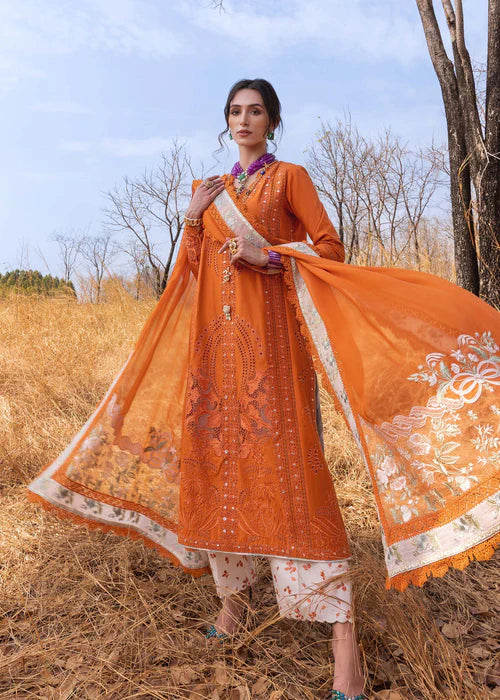 SHAMS-B- Tangerine Lawn '25 Ensemble By- Saira Shakira